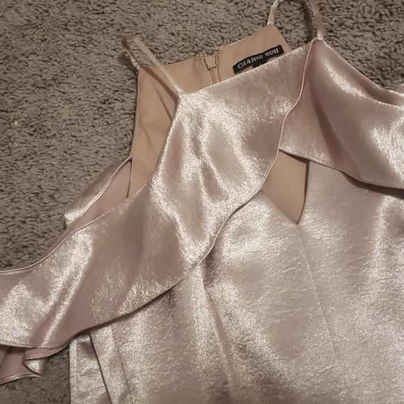 Silk Cold Shoulder Prom Dress - Picture 3 of 4